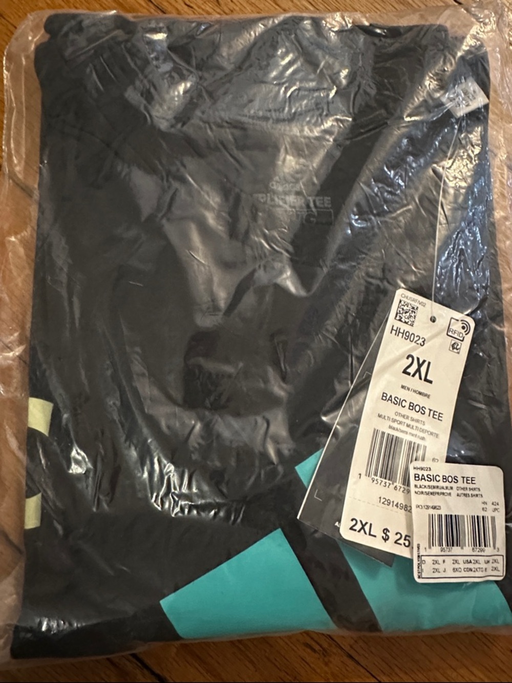 ADIDAS - Basic BOS Tee - Black with Teal Accent - 2XL NWT